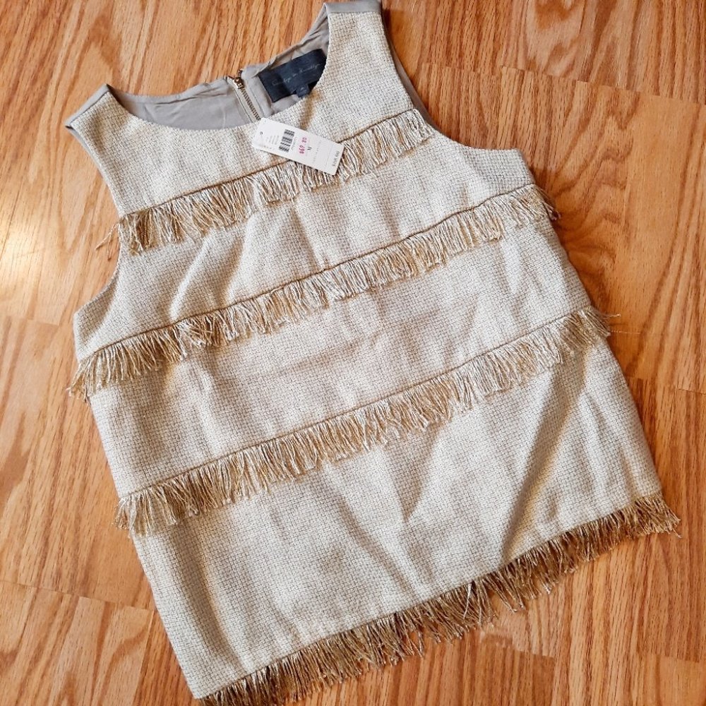 Sunday in Brooklyn Gold Fringe Tank - M - NWT